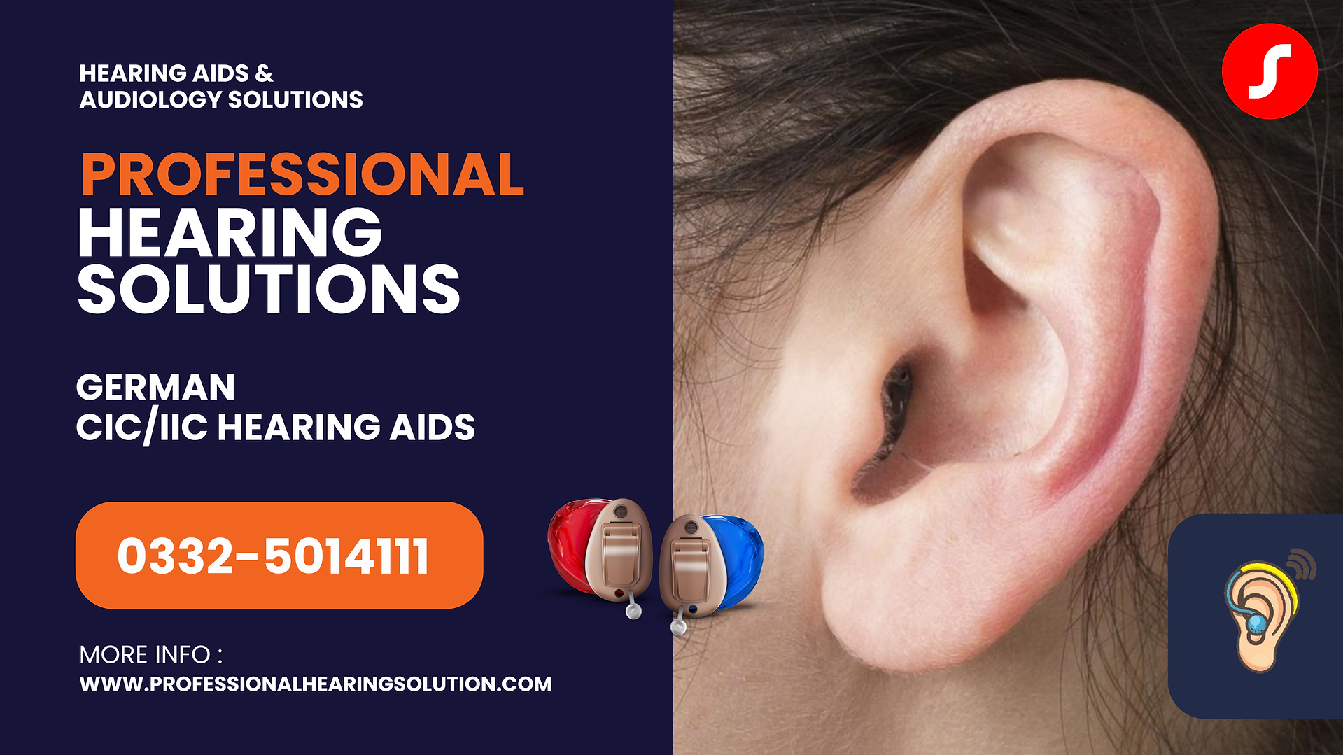 Discreet CIC and IIC hearing aids that sit inside the ear canal